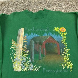 Vintage Roxborough Philadelphia Sweatshirt Floral Crewneck Pullover Mens XL